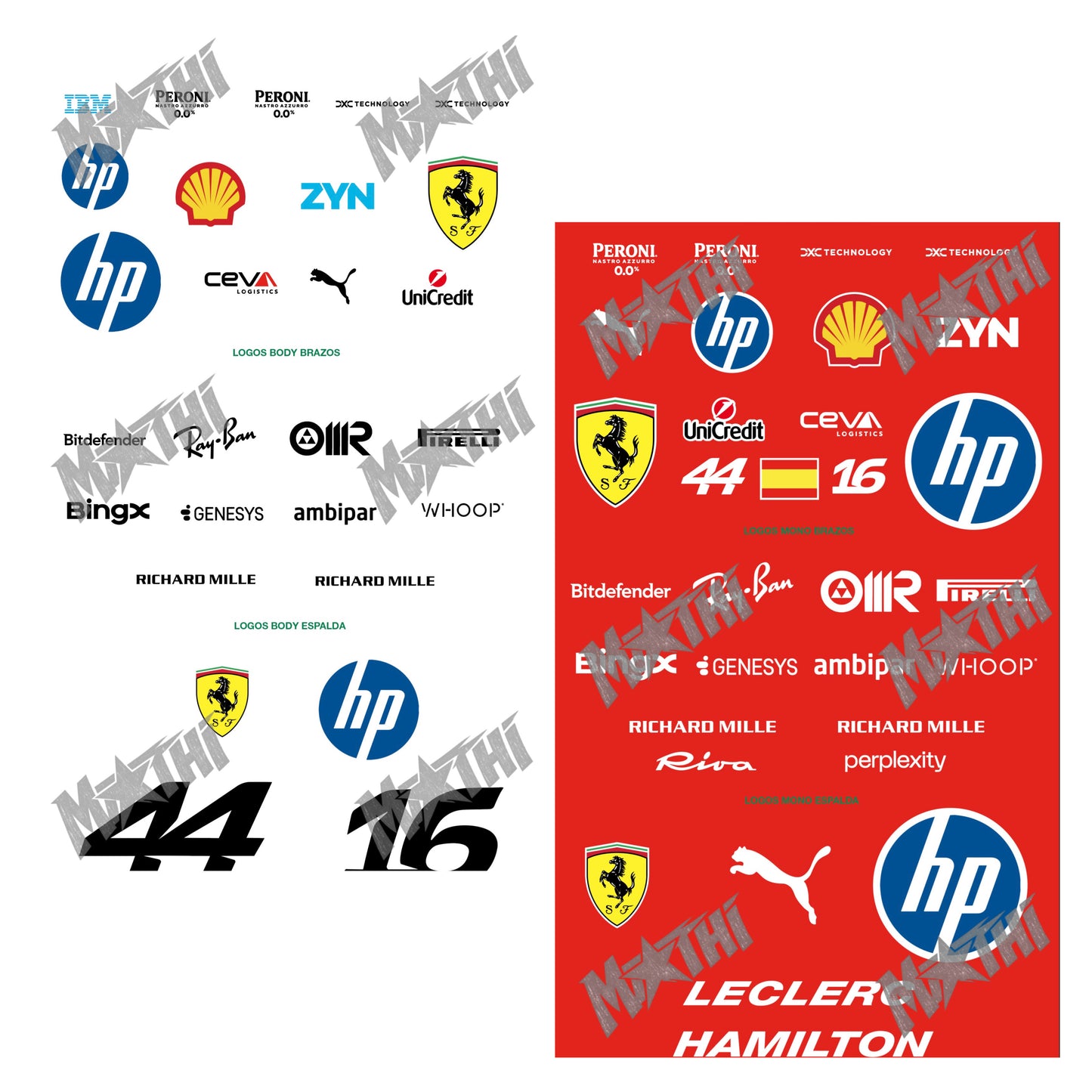 FR Style | Racing Costume Logos – FULL PACK (BODY blanco + MONO rojo) | PDF