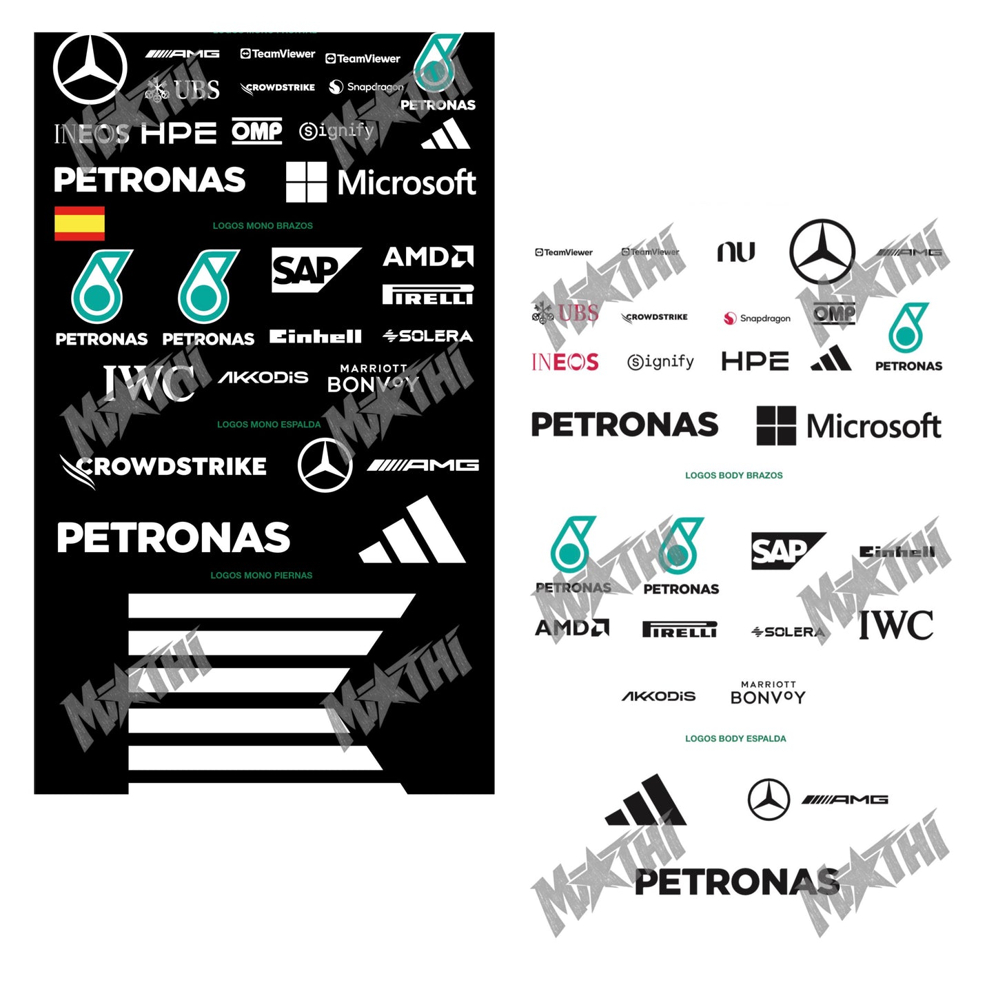 MCD Style | Racing Costume Logos – FULL PACK (BODY blanco + MONO negro) | PDF