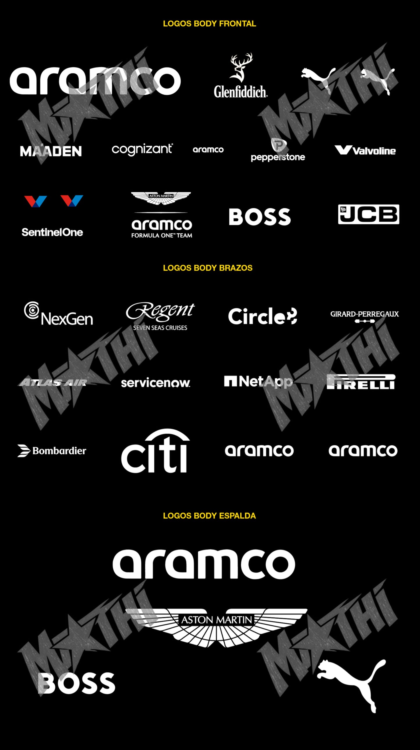 AM Style | Racing Costume Logos – FULL PACK (BODY negro + MONO verde) | PDF