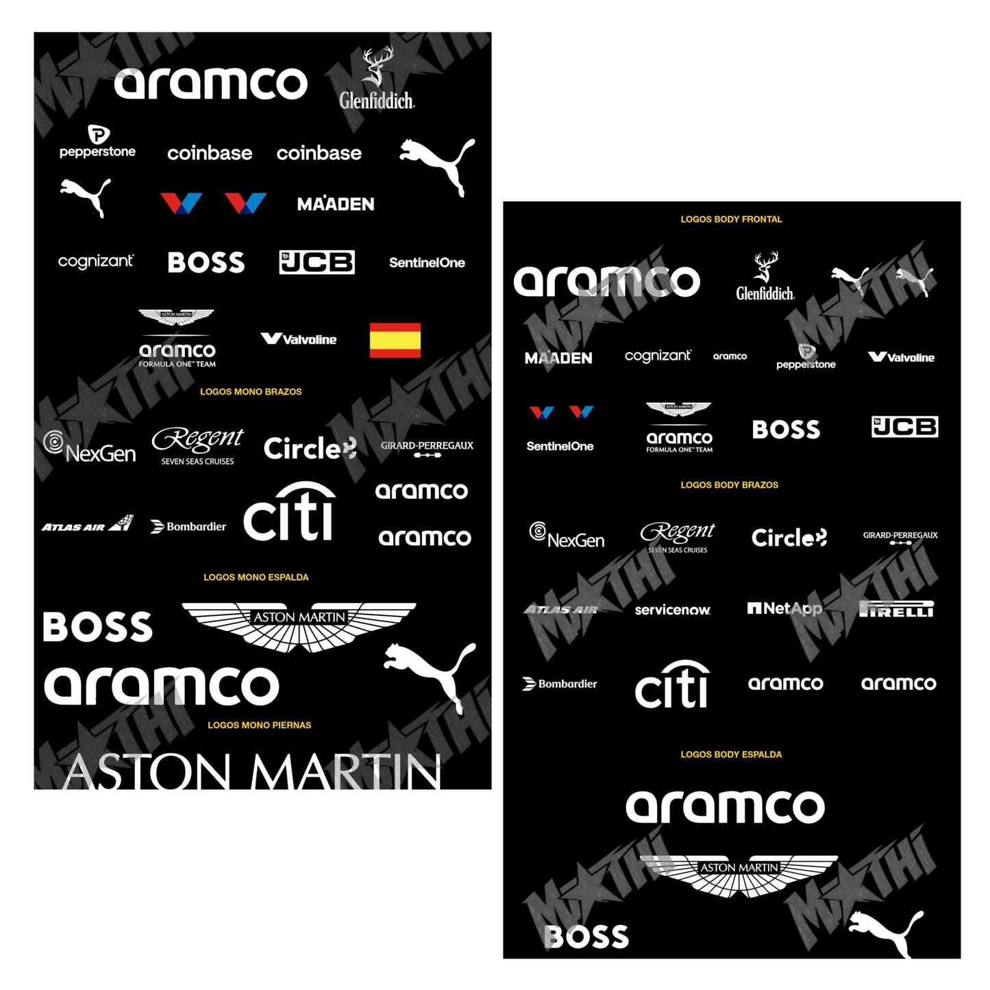 AM Style | Racing Costume Logos – FULL PACK (BODY negro + MONO verde) | PDF